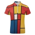 thumbnail image 4 of Mondrian Inspired（6） Men Zipper T-shirt Summer Casual Short Sleeve T-shirt Top, 4 of 7