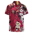 thumbnail image 3 of Song Dance Hazbin Hotel Men's Casual Button-Down Shirts Summer Short Sleeve Tee Shirt Daily Hawaiian Beach Shirt Top With Pocket, 3 of 9