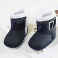 thumbnail image 4 of Xmarks Newborn Baby Warm Winter Snow Boots Toddler Soft Sole Anti-Slip Infant Prewalker Unisex Nursling Crib Shoes Dark Blue 0-18 Months, 4 of 7