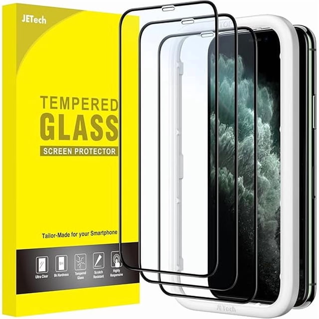 Chenchen Full Coverage Screen Protector for iPhone 11 Pro Max/iPhone XS Max 6.5-Inch, Black Edge Tempered Glass Film with Easy Installation Tool, Case-Friendly, HD Clear, 3-Pack