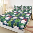 thumbnail image 3 of Homewish Cute Cartoon Axolotl Bed Sheets,Watercolor Ocean Coral King Sheets,Hreen Deepblue Pink Sheet Set For Girls Kids,Microfiber Bedroom Decor,4pcs, 3 of 7