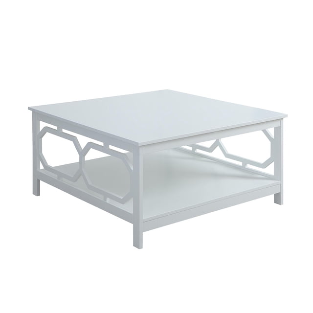 Convenience Concepts Omega Collection Square Coffee Table with Lower Shelf, White