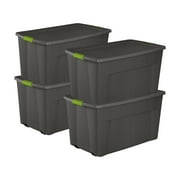 Sterilite Large 45 Gallon Latching Storage Tote Boxes, Gray/Green, (4 Pack)