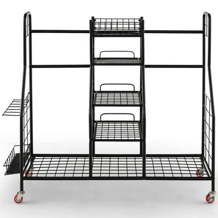 Demifill Double Golf Bag Rack with Removable Golf Club Stand and Wheels, Golf Storage Garage Organizer, Golf Bag Storage Stand for Indoor Gym, Black