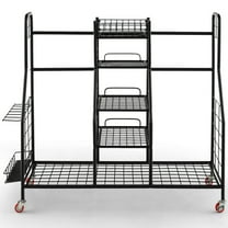 Topcobe Double Golf Bag Rack with Removable Golf Club Stand and Wheels, Extra Storage Rack for Golf Clubs, Black