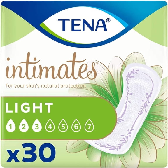 Tena Intimates Ultra Thin Light IncontinenceBladder Control Pads for Women Regular Length 30 Count, TENA Intimates, with ProSkin Technology keeps ...