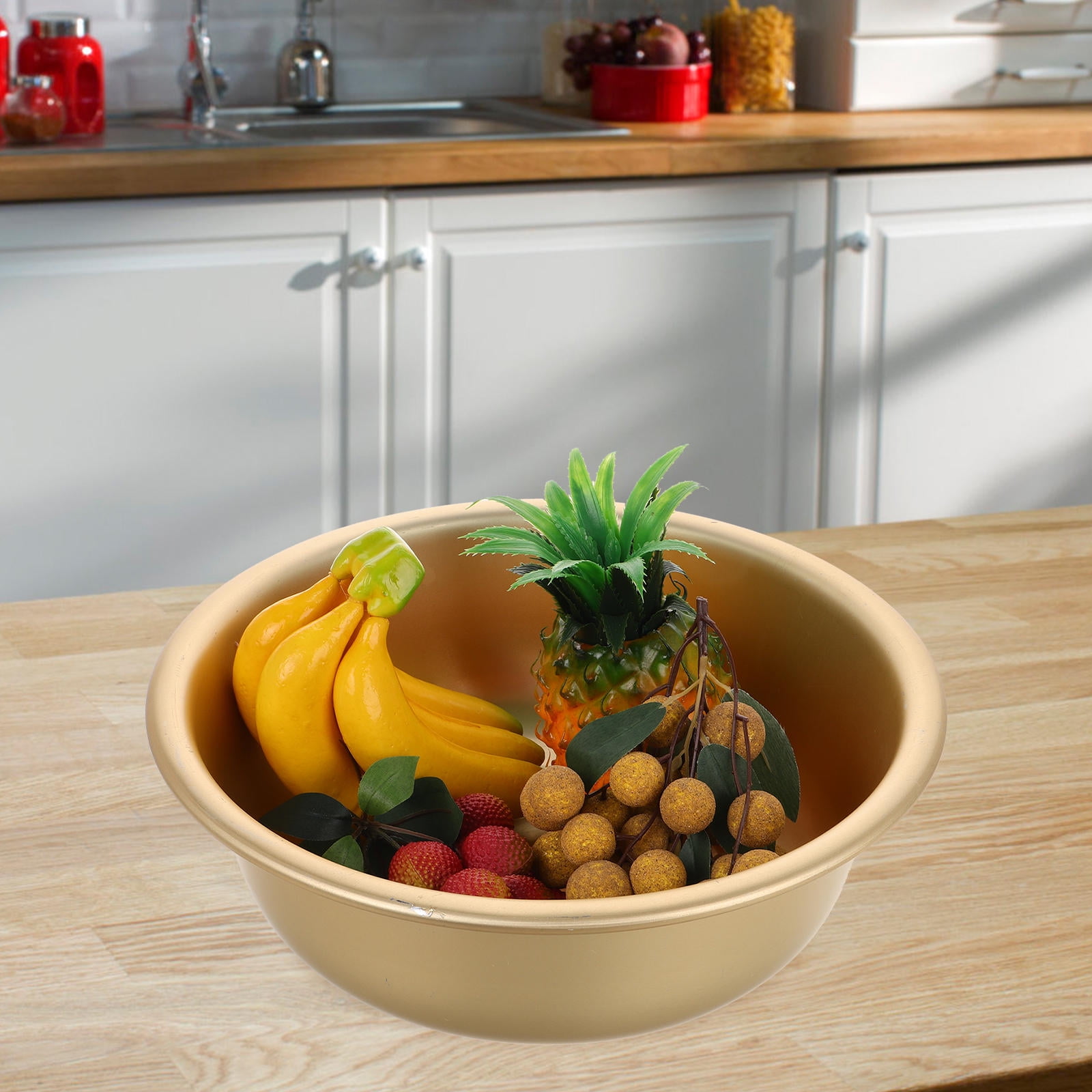 OUNONA Bowl Yellow Aluminum Soup Basin Baby 36.50X36.50X13.00CM Golden