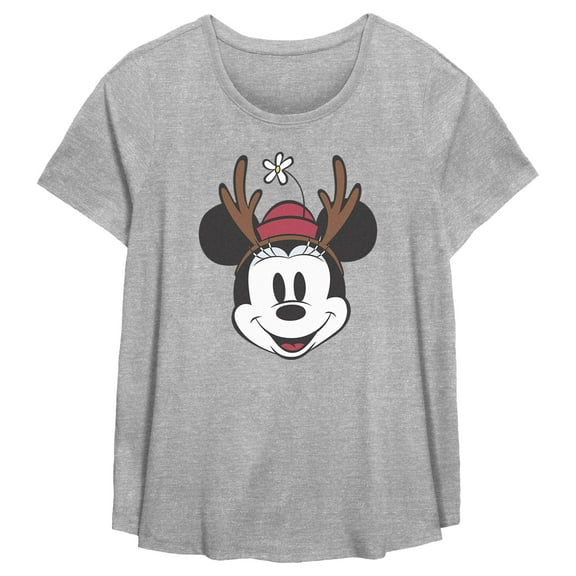 Women's Minnie Mouse Christmas Reindeer Antlers Graphic T-Shirt