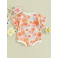 thumbnail image 4 of Suealasg Baby Girl Clothes Newborn Romper Round Neck Short Sleeve Frill Trim Bodysuit Infant Summer Jumpsuit 0-18 Months, 4 of 9