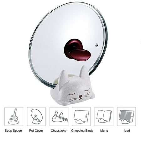 Insulated Holding Cabinet - YXwin Lid Holder Stand Multi-Purpose Durable Wheat PP Storage Rack Kitchen Cabinet Accessories for Holding Spoon Chopsticks Chop Board Pan Pot Cover Lid ipad Phone Recipe (White)