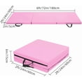 thumbnail image 2 of Hyxoo  Folding Exercise Aerobics Mat, 6ft x 2ft x 2in PU Leather Mats with Carrying Handles with Hook & Loop Fastener for MMA, Stretching, Cheerleading Martial Arts,Gymnastic Pink, 2 of 7