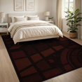 thumbnail image 3 of ODIKA 8'x10' Red Deep Modern Geometric Abstract Wine Washable Area Rug Contemporary Curved Lines Architectural Block Durable, Non-Slip for Living Room, Under Sectional, Family, 3 of 7