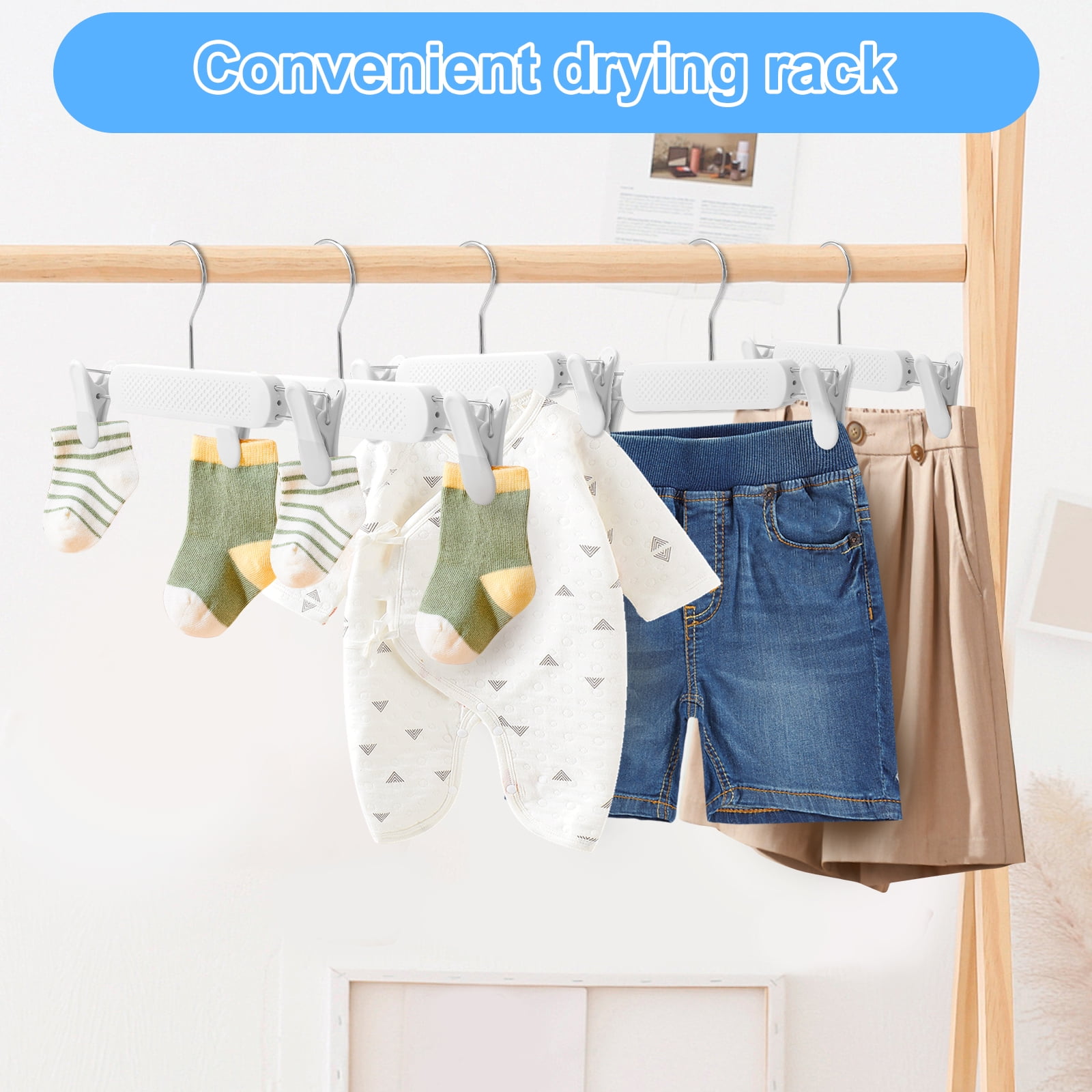 20Pcs Plastic Skirt Pant Hangers with Adjustable Clips Frosted Embossing Clothes Shorts Hanger with 360° Swivel Hook for Women Men Kids