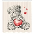 thumbnail image 3 of Ambesonne Cartoon Shower Curtain, Detailed Teddy Bear, 69"Wx70"L, Red Black White, 3 of 3