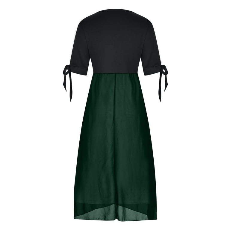 Wycnly Maxi Dresses for Women Short Sleeve V-Neck Color Patchwork Summer  Long Dress Cold Shoulder Party Prom A Line Plus Size Dresses Green S -  Walmart.com