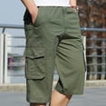 thumbnail image 4 of JingHai Cargo Work Shorts Men's 3/4 Capri Shorts Below Knee Cotton Casual Long Inseam Short Pants with Multi Pockets Green XL, 4 of 6