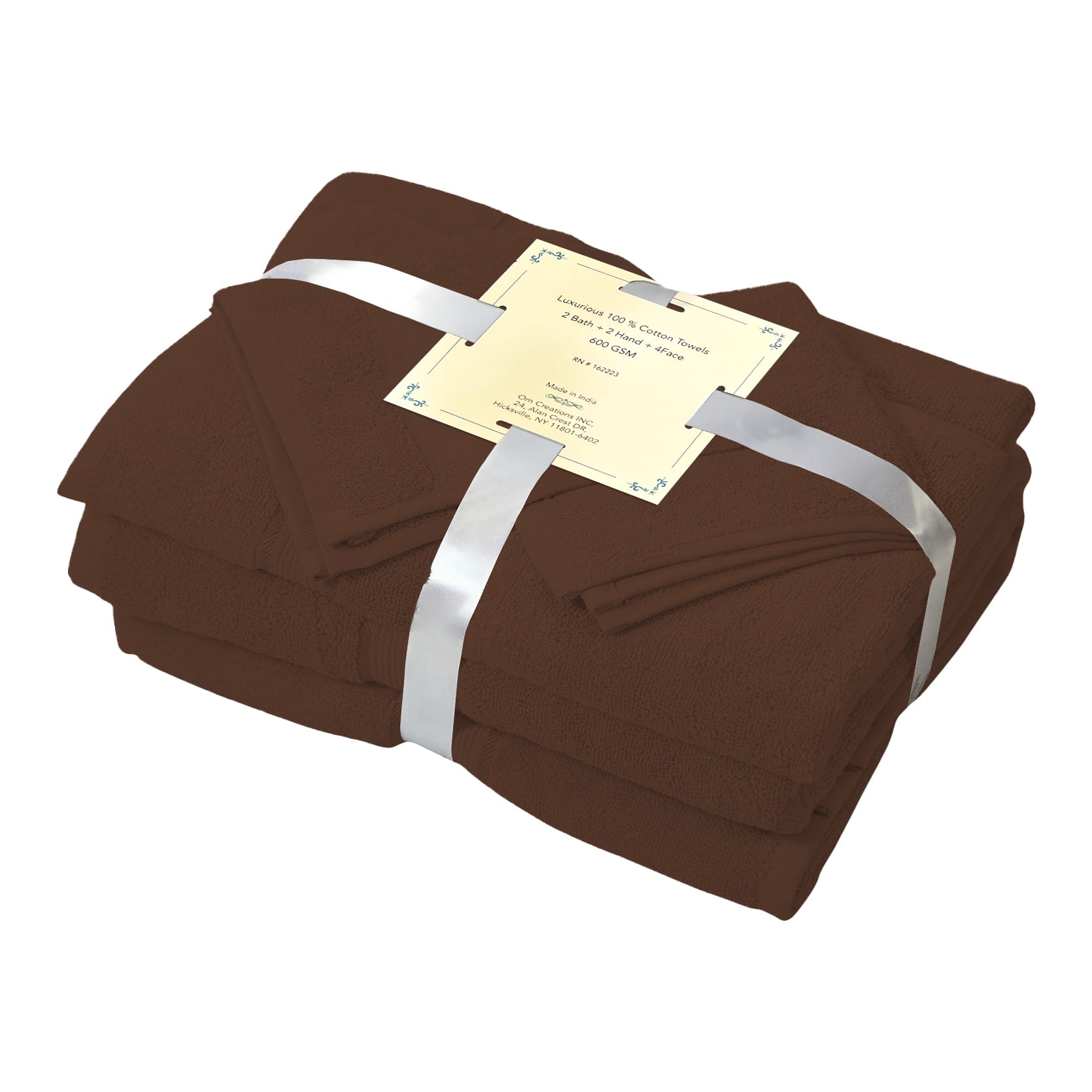 Premium 100% Cotton Absorbent 600 GSM 6 Piece Bathroom Towel Set 2 Washcloths, 2 Hand Towels, 2 Bath Towels