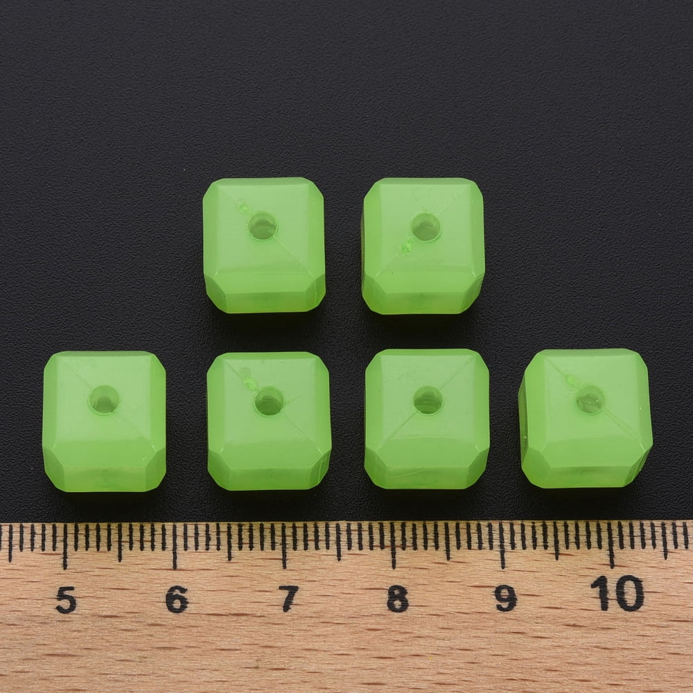 Imitation Jelly Acrylic Beads Cube Light Green 11.5x11x11mm Hole: 2.5mm about 528pcs/500g