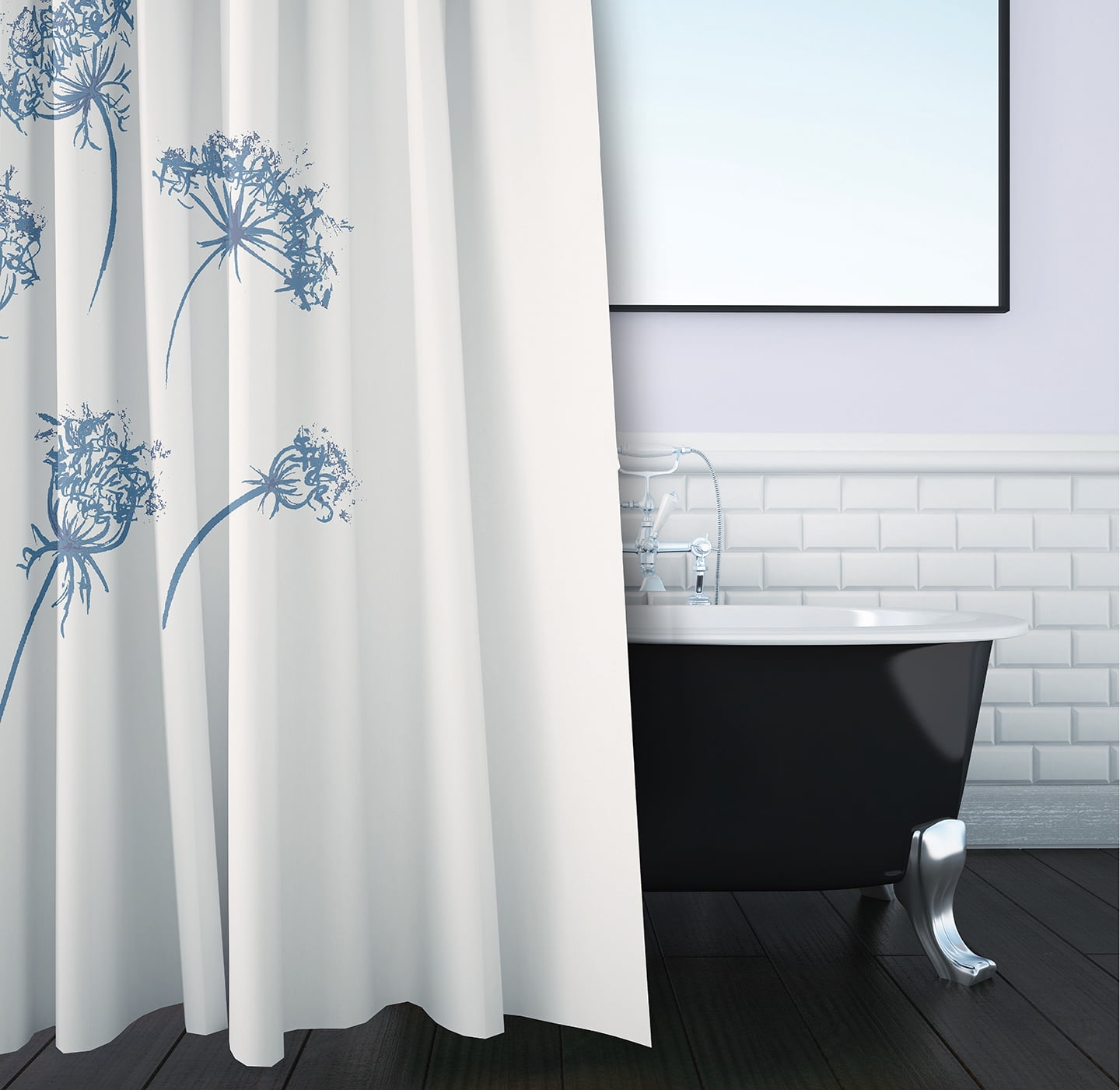 Simply Daisy 70" W x 73" L Just Dandy Polyester Shower Curtain, Blue [1 Ct]