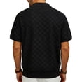 thumbnail image 4 of Yaoyar Mens Knit Sweater Textured Casual Vintage Collared Polo Shirts Solid Jacquard Patterned Old Money Pullover Top, 4 of 7