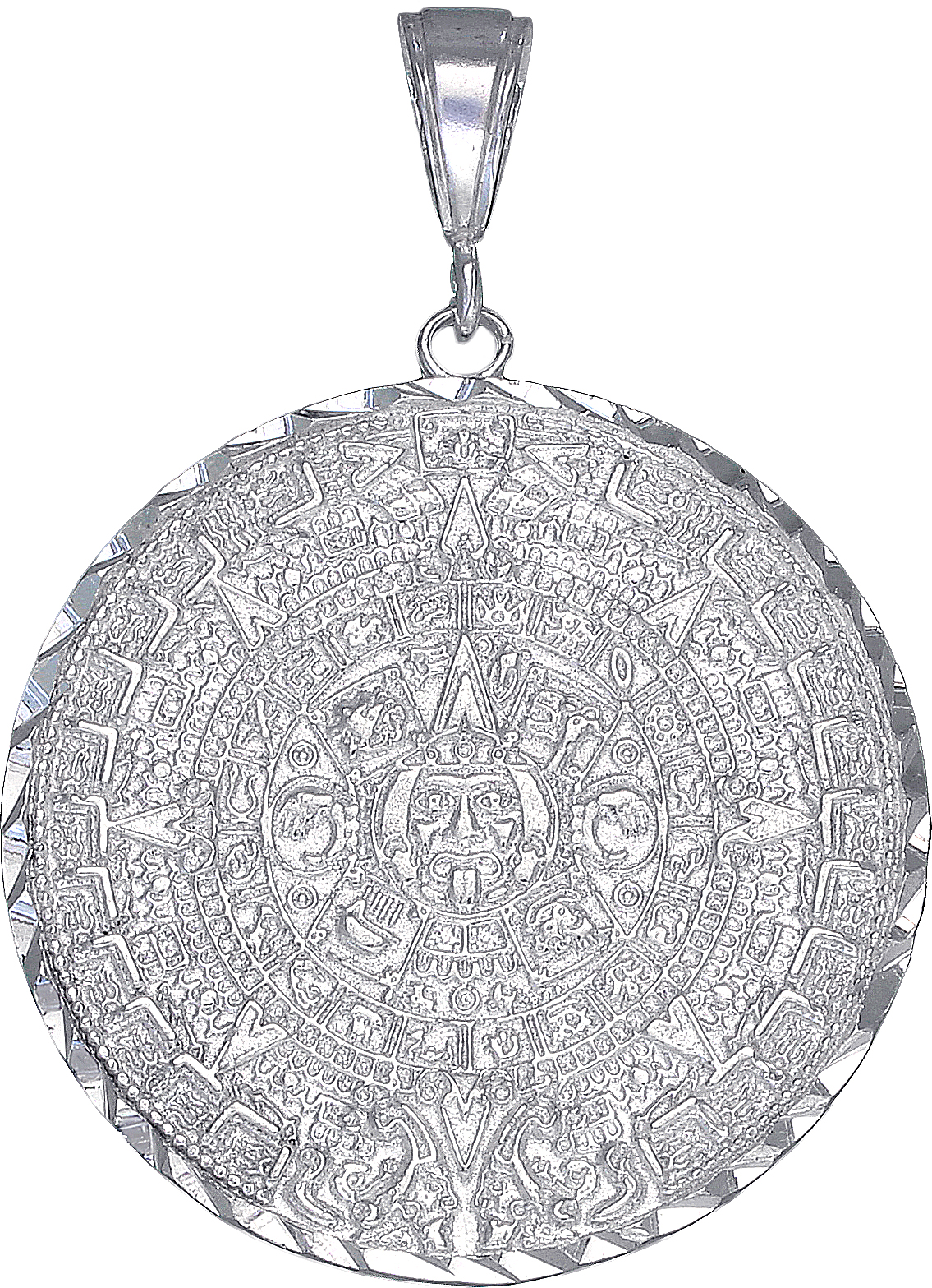 Sterling Silver Aztec Calendar Mayan Sun Charm Pendant Necklace with  Diamond Cut Finish and 24 Inch Figaro Chain - Walmart.com
