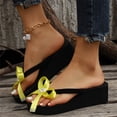 thumbnail image 2 of WILLBEST Slippers Fashion Summer Women Slippers Thick Soles Wedge Heels Flip Flops Ribbon Pearl Bow Solid Beach Casual Style, 2 of 5