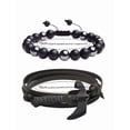 thumbnail image 4 of Pzs Brazalete Xtellar De Cuentas color negro Obsidiana Y Pulsera Hombre Hacha Diámetro 21 cm, 4 of 4