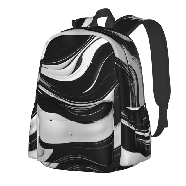Disketp Abstract Black White Swirls Mochila Escolar de Gran Capacidad y Peso Ligero, Mochila de Viaje Ideal para Escuela, Trabajo y Uso Diario, Cómoda y con Estilo