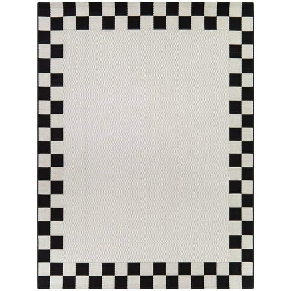 Balta Tabor Checkered Border Indoor/Outdoor Area Rug 7'10" x 10' - Charcoal