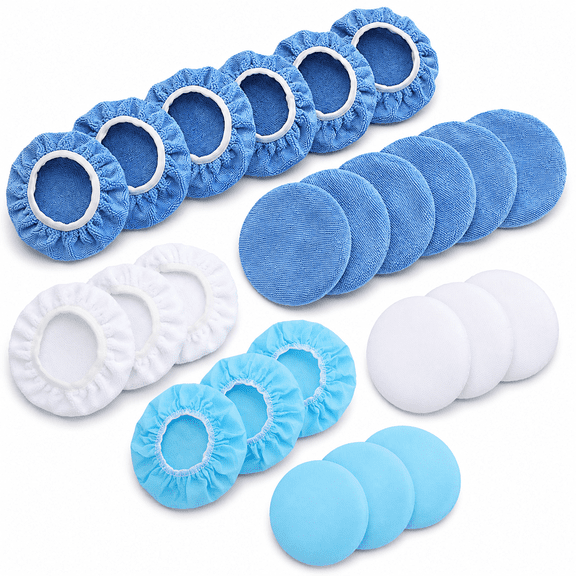24 Packs Polishing Bonnet,6in/150mm Microfiber Nonwoven Cotton Buffing Pads for Cars Motorcycles Boats Wax Buffer Polisher Attachment