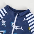 thumbnail image 5 of GYRATEDREAM Baby Boys Kids Swimsuit Toddlers UPF50+ One Piece Zipper Swimwear with Hat Rash Guard Surfing Suit for 1-2T Dark Blue, 5 of 7