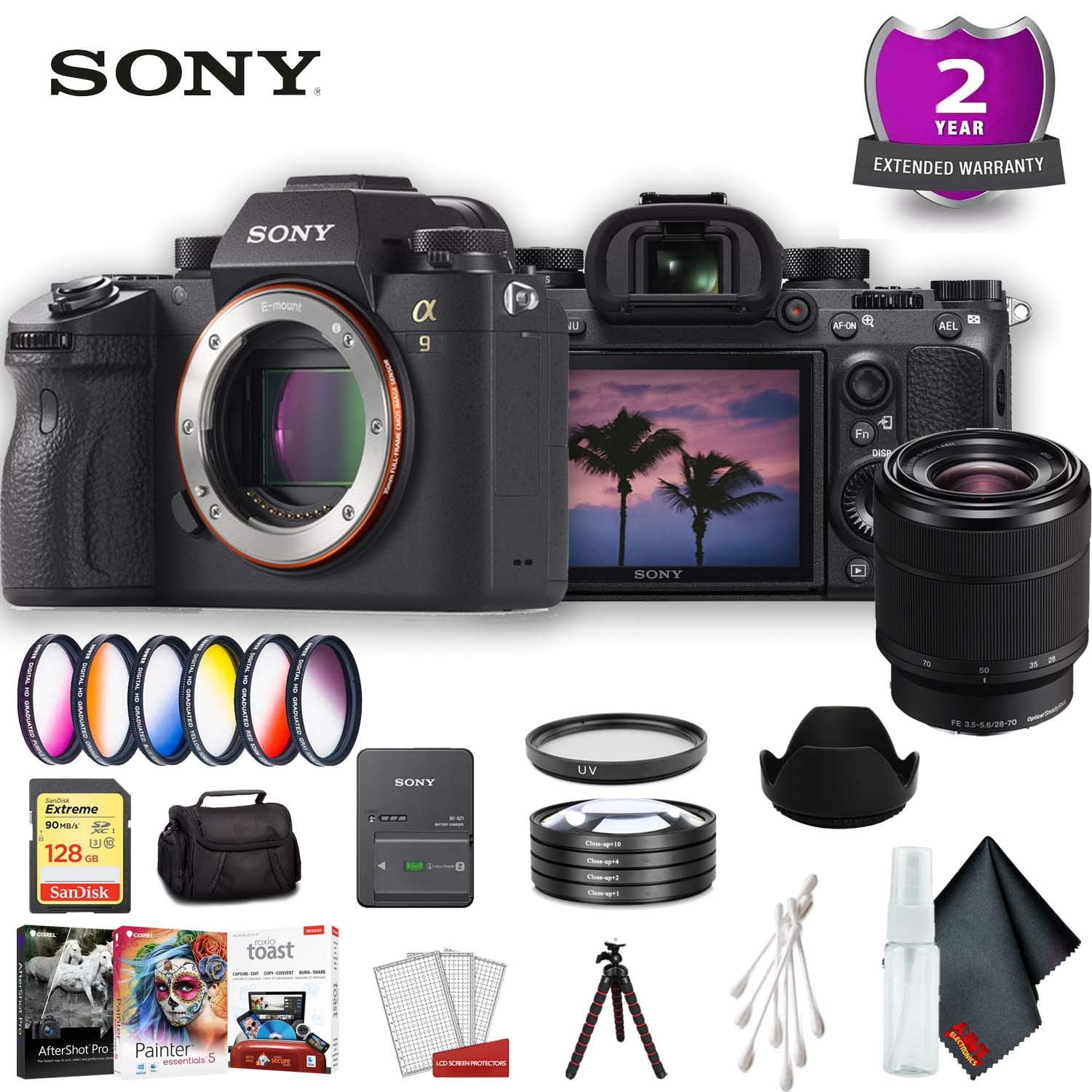 Sony Alpha a9 Mirrorless Digital Camera (Body Only) Standard Accessory Bundle w/ 28-77mm Lens(International Model)