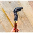 thumbnail image 2 of Brass Dragon Head Majestic Handle Rope-Style Wooden Walking Stick with Unique Finish Walking Cane for Christmas Halloween New Year Gift, 2 of 4