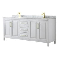 Wyndham Collection Daria 80" Marble & Wood Double Bathroom Vanity in White/Gold