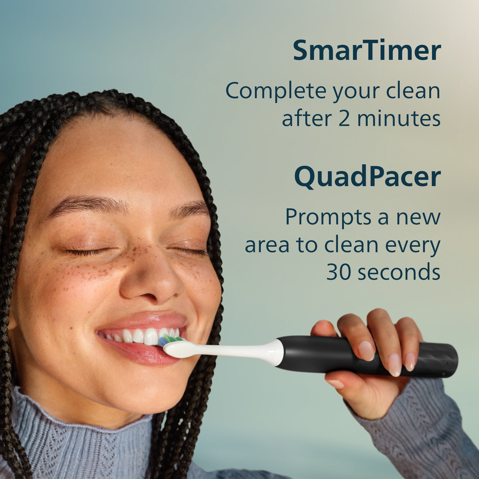 Philips Sonicare 1100 Series Electric Toothbrush - Sonic Toothbrush with Easystart Feature, Smartimer & Quadpacer, 14-Day Runtime, Black, Model HX3901/02