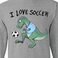 thumbnail image 4 of Inktastic I Love Soccer-dinosaur in Blue Long Sleeve T-Shirt, 4 of 5