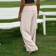 thumbnail image 7 of Lenpel Women's Cotton Linen Pants Pleated Wide Leg Pants Full Length Palazzo Pants Baggy Casual Trousers with Pockets, 7 of 7