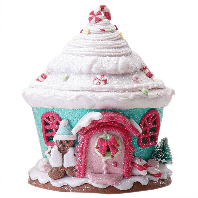 Casa de pan de jengibre decorada con decoraciones navideñas para árboles de Navidad con castillo, árbol de dulces MFZFUKR CPB-SSW143-2