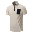 thumbnail image 4 of Taqqpue Men's Summer Shirts Lightweight Casual Half Zipper Short Sleeve T-Shirts Breathable Banded for Beach Vacation Tee Tops with Pocket, 4 of 9
