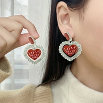 Valentine's Day Love Heart Hoop Earrings for Women,1 Pairs Retro Charm Pendant for Female,Lightweight Cute Ear Decoration Holiday Jewelry Gift,Ideal for Valentine's Day Mother's Day Gifts