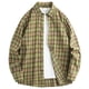 thumbnail image 2 of Mens Casual Manga Corta Botón Abajo Camisas Vintage Comprobar Collar de Solapa Manga Larga Moda Superior, Blusa Elegante, 2 of 9