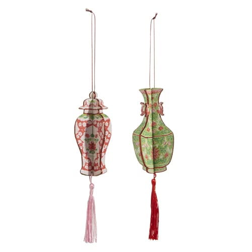 Raz Imports 2023 Charming Holiday 4.5" Chinoiserie Jar Ornament, Assorted of 2