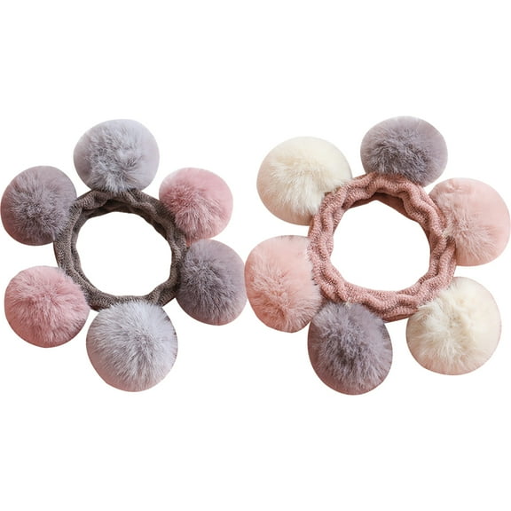 LEORX 2Pcs Fuzzy Scrunchies for Toddler Girl Hair Holding Hair Bands Ponytail Holders Plush Material 8.0x8.0x2.0in