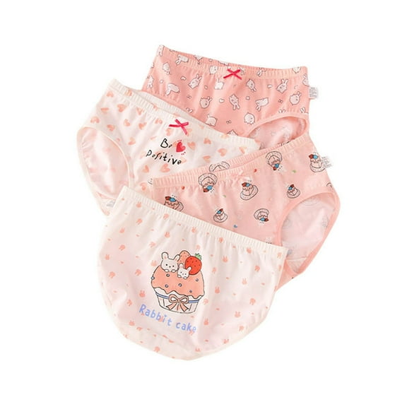 Girls Panties Size 6-8 Briefs for Boys Cute Cartoon Print Cotton Underwear Trunks 4 PCS Soft and Comfortable Toddler Kids Underpants Z1-Pink 2-3 Years