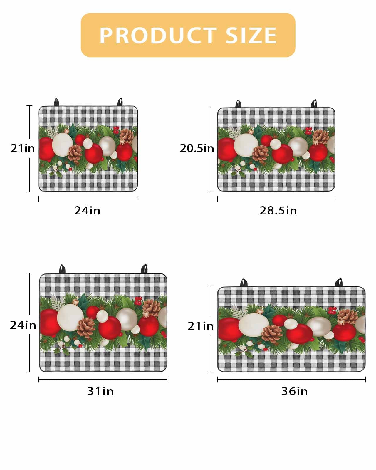 Large Induction Cooktop Protector Mat Christmas Stove Top Covers for Electric Stove, Red White Ball Pine Cones Needles Grey Plaid Decorative Stove Burner Cover Mats, Glass Top Stove Cover