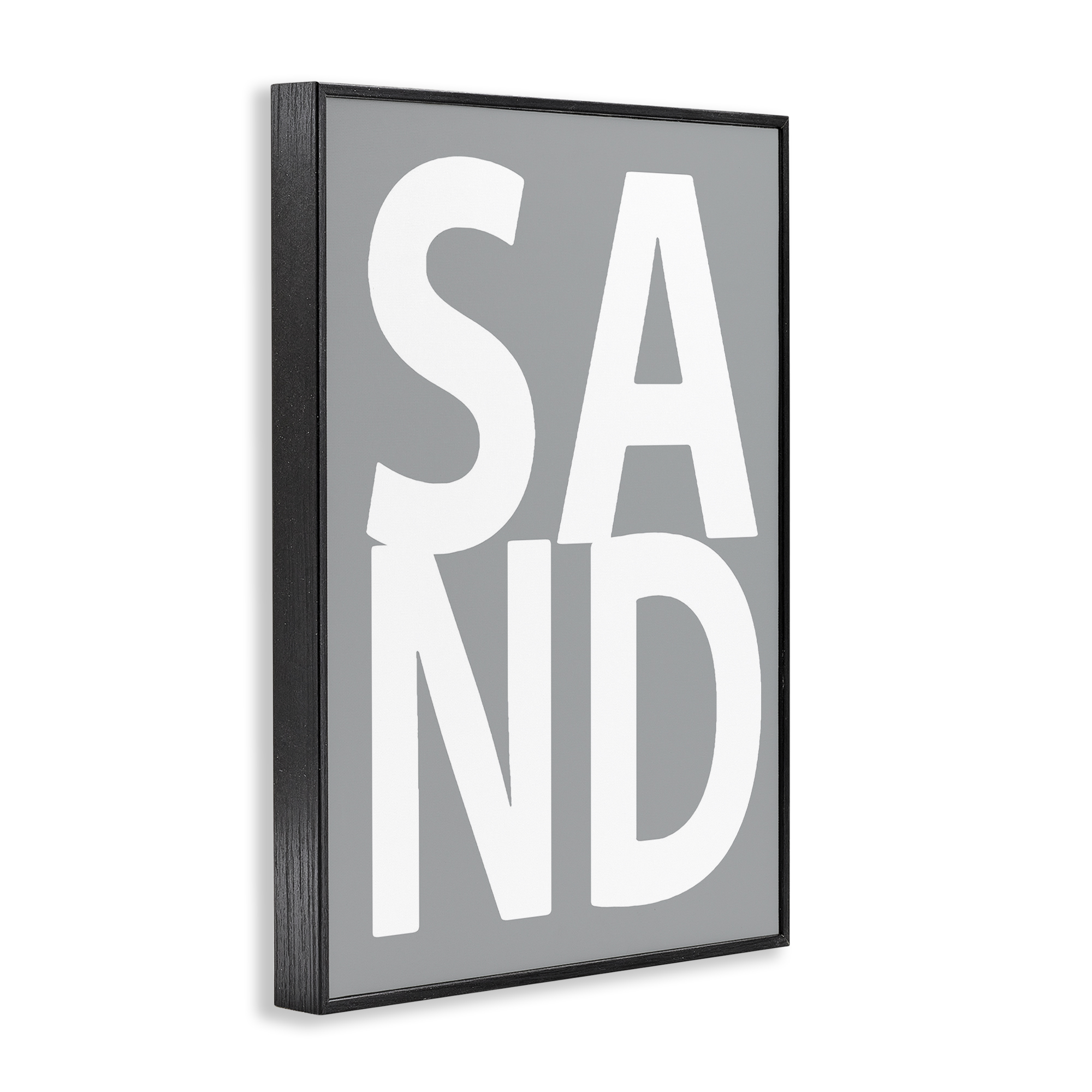Stupell Industries Sand Word on Grey Typography Painting Black Framed Art Print Wall Art, 16 x 24