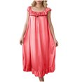 thumbnail image 6 of House Dresses for Women New Womens Pajamas Cute Summer Nightgowns Satin Silk Sleeveless Pajama Dress Trendy Round Neck Sleep Shirts Watermelon Red One Size, 6 of 8
