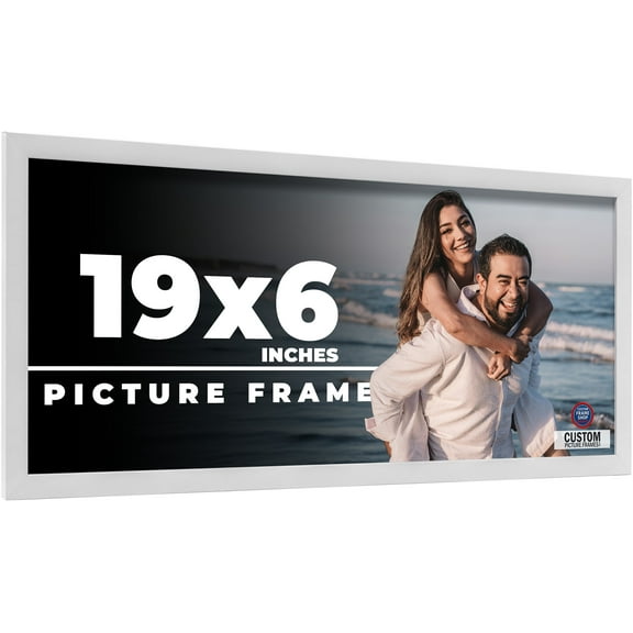 19x6 Frame White Solid Wood Picture Frame Includes UV Acrylic Shatter Guard Front, Acid Free Foam