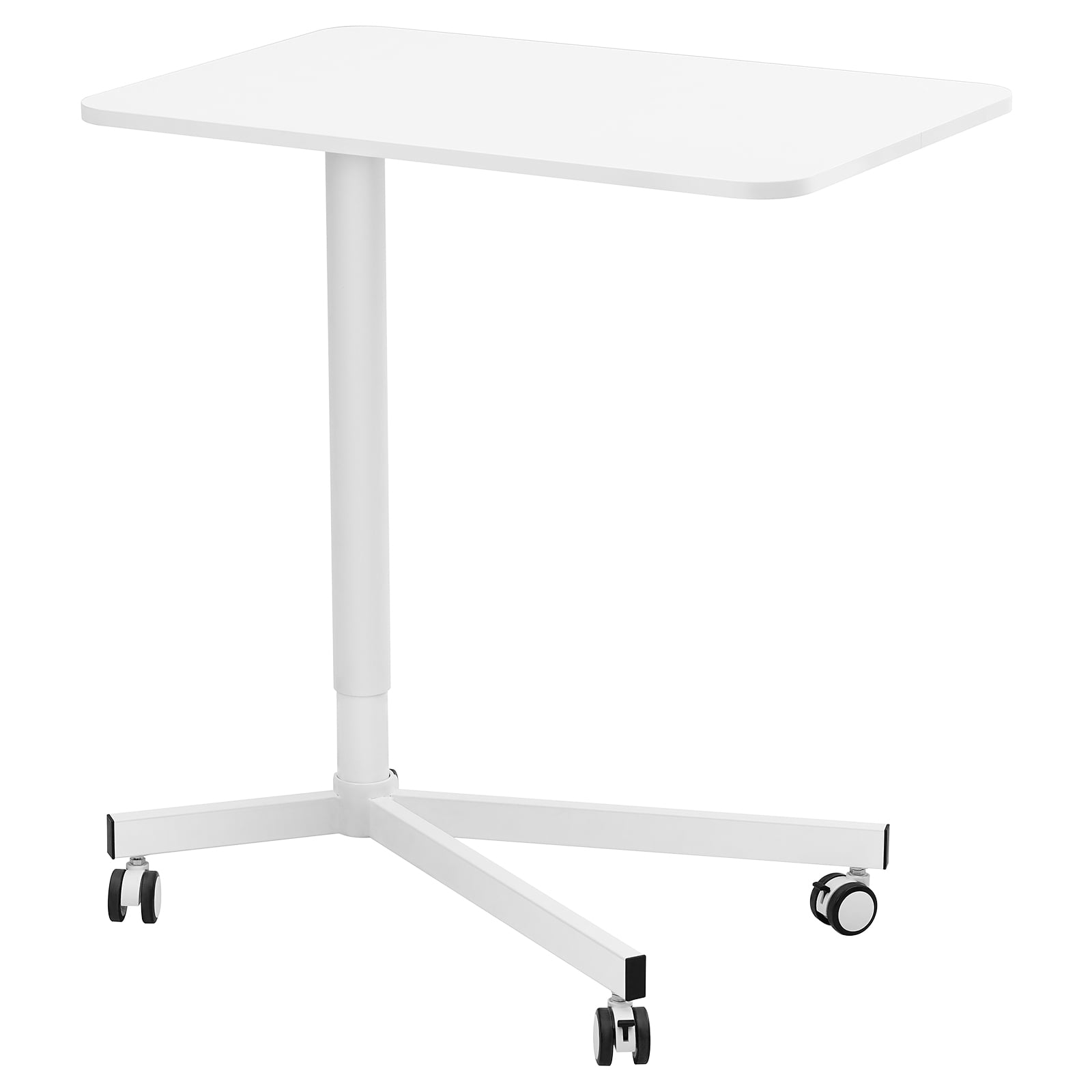 VEVOR Mobile Standing Desk, 28.5"-44.2" Gas-Spring Height Adjustable Sit-Stand Desk, 360° Swivel Wheels (2 Lockable) Portable Rolling Laptop Table Computer Cart for Home Office School, 44LBS Loading