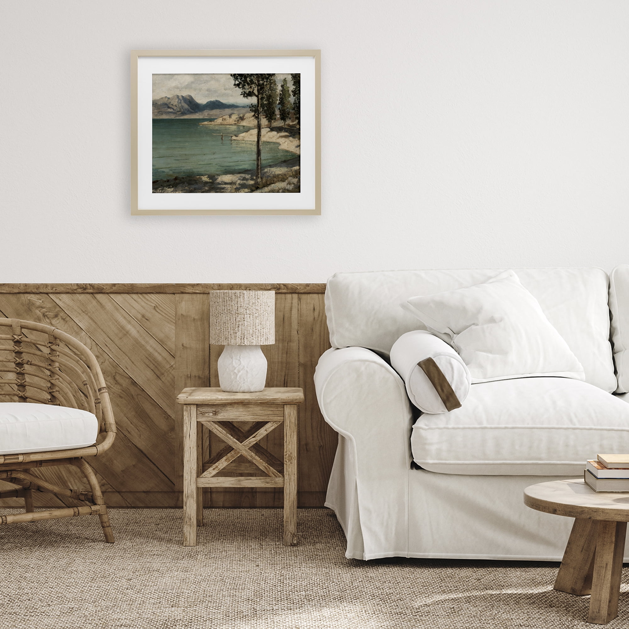 Stupell Industries Tranquil Shore with Trees Birch Framed Print Under Glass, design by Arlington Prints